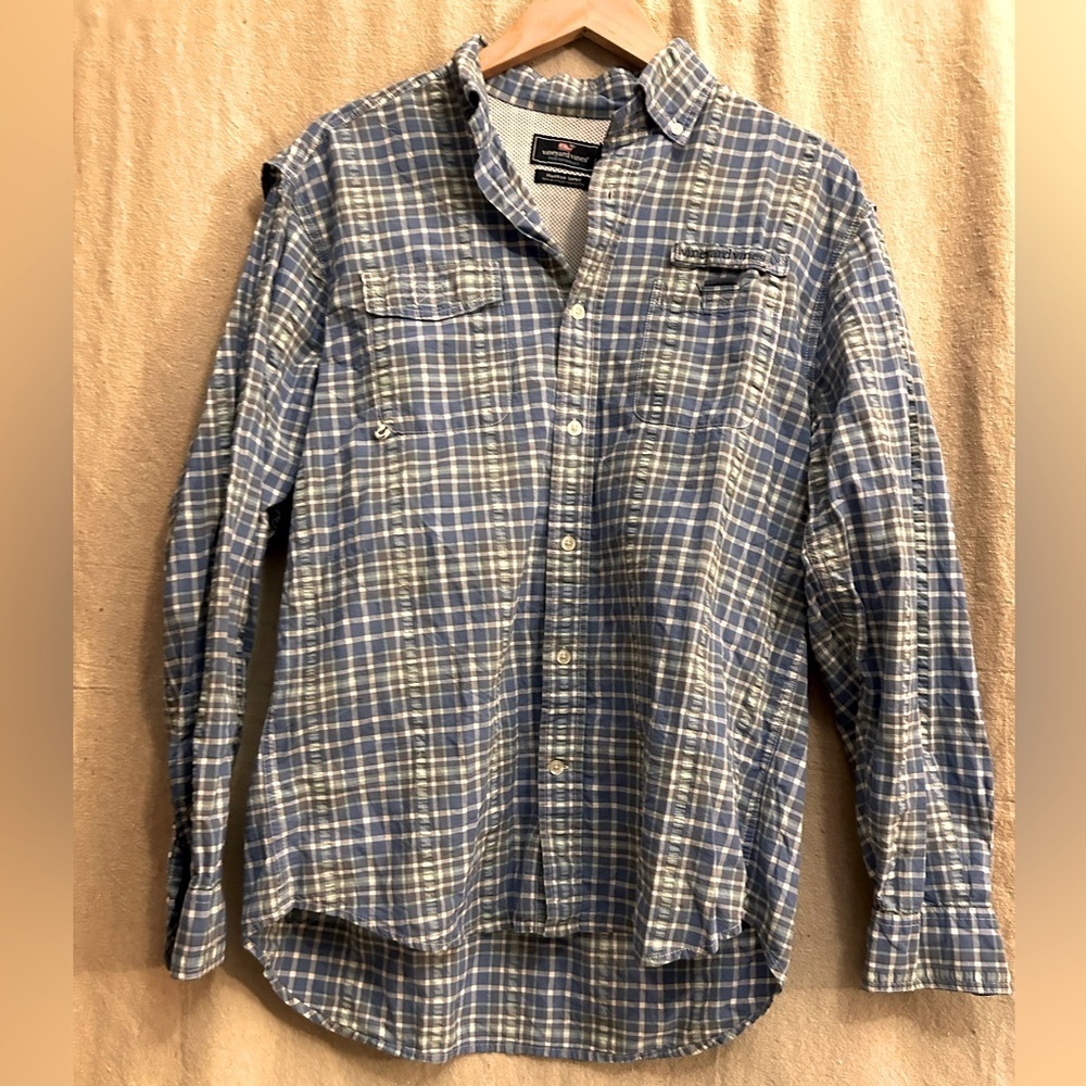 Vineyard Vines Plaid On-The-Go Performance Harbor Shirt size medium
